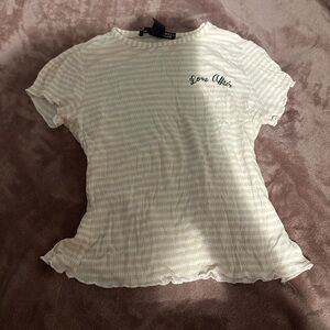 Cream Striped Women's Top